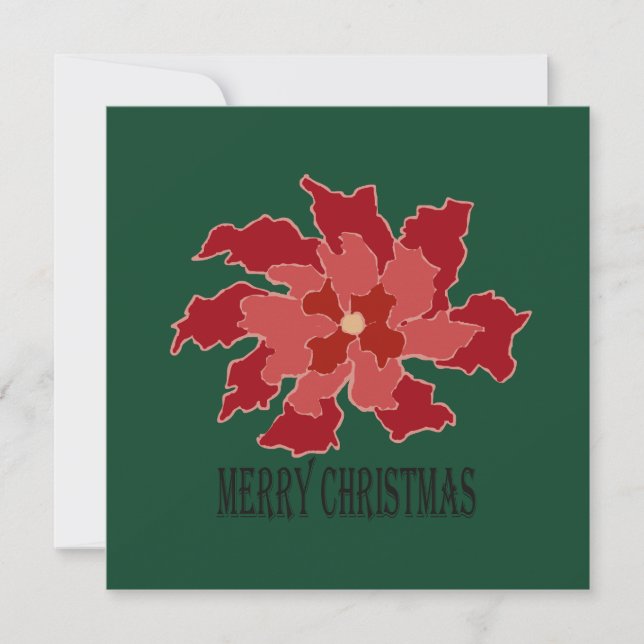 God Jul Poinsettia Inbjudningar (Framsida)