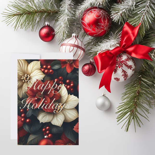 God jul Poinsettia Julkort (Send warm holiday wishes with our Merry Christmas Poinsettia Holiday Card)