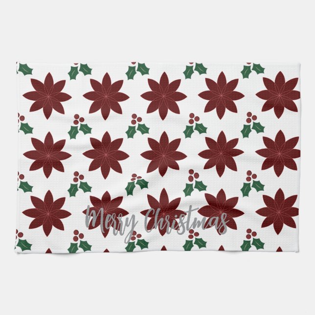 God Jul Poinsettia -  Kökshandduk (Horisontell)