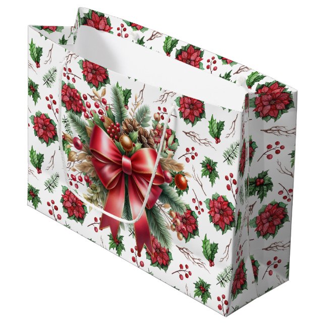 God jul Poinsettia Large Gift Bag (Framsidan Vinklad)