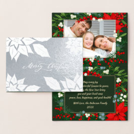 God Jul. Poinsettia ram Luxury Folierat Kort