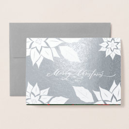 God Jul. Poinsettia ram Luxury Folierat Kort