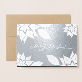 God Jul. Poinsettia ram Luxury Folierat Kort