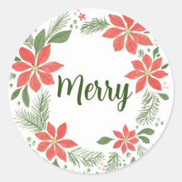 God jul Poinsettia Runt Klistermärke