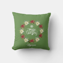 God jul Poinsettia Wandeans Monogram Kudde