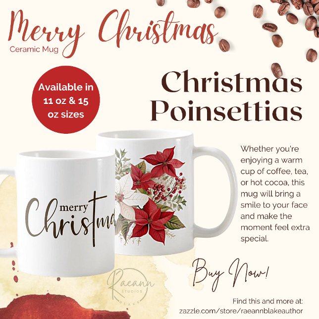 God jul Poinsettias Ceramic Mugg (Skapare uppladdad)