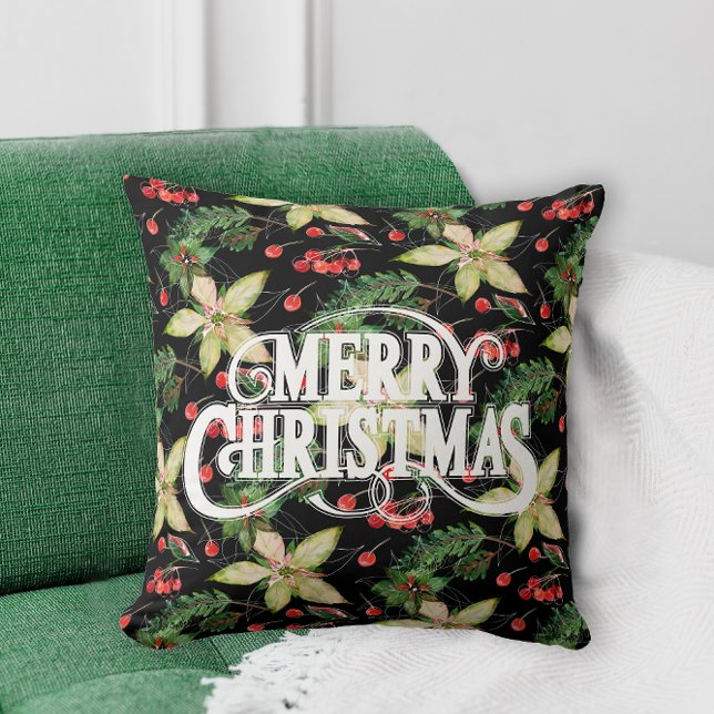 God jul Poinsettias Helgdag Kudde (Skapare uppladdad)