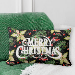 God jul Poinsettias Helgdag Lumbarkudde