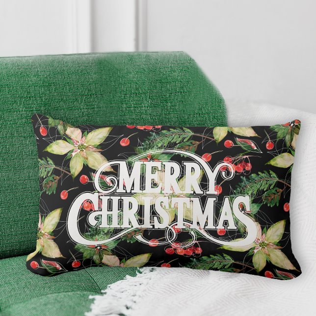 God jul Poinsettias Helgdag Lumbarkudde (Skapare uppladdad)