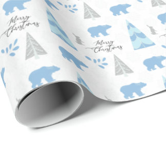 God jul polar bär den vita vintern träd presentpapper