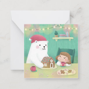 God jul: Polar Bear & Child Anteckningskort
