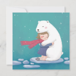 God jul: Polar Bear & Child Illustration Inbjudningar