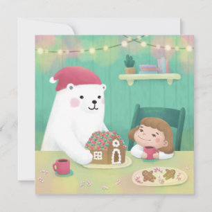 God jul: Polar Bear & Child Inbjudningar