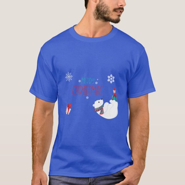 God jul Polar Bear med Snöflingor T Shirt (Framsida)