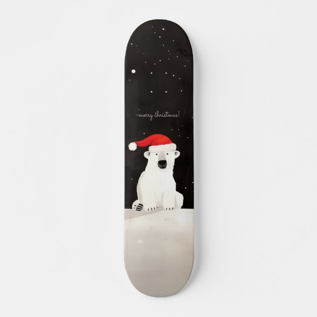 God jul Polar Bear! Mini Skateboard Bräda 18,5 Cm (Framsida)