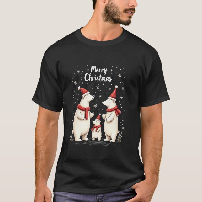 God jul Polar Bear Santa Hat Claus Animal T Shirt (Framsida)