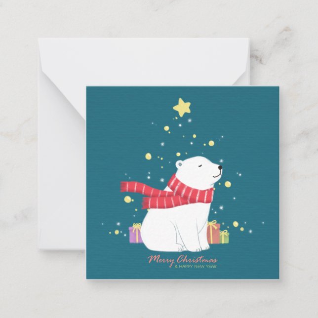 God jul: Polar Illustration Art Anteckningskort (Framsida)