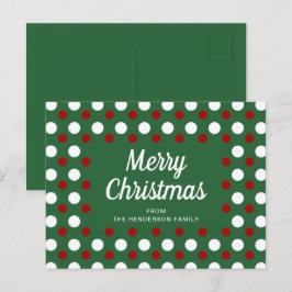 God Jul Polka Prickar Grön Vykort