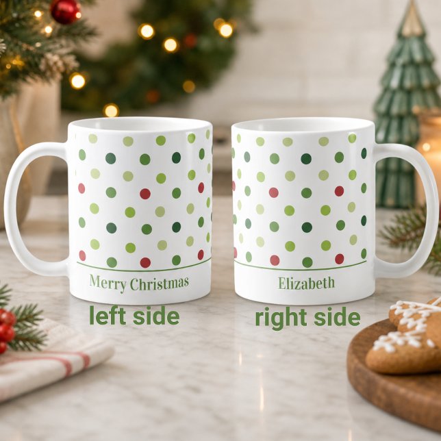 God Jul Polka Prickar Namn Kaffemugg (Skapare uppladdad)