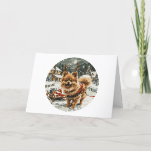 God jul Pommern Reindeer Hund Helgkort