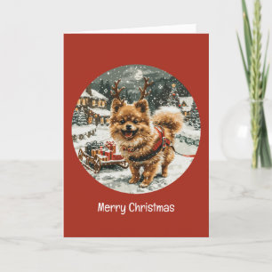 God jul Pommern Reindeer Hund Helgkort