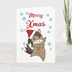 God jul Ponny Horse Snö Fairy Ljus Animals Kort