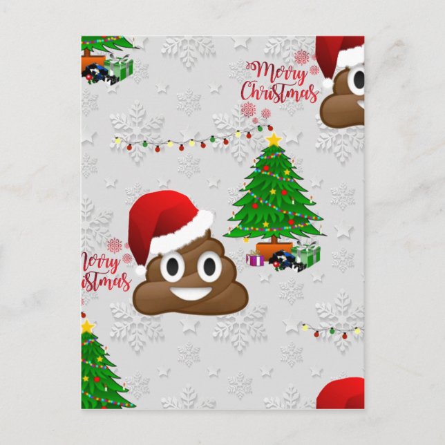 god jul poo emoji helg vykort (Framsida)