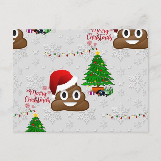 god jul poo emoji helg vykort (Framsida)