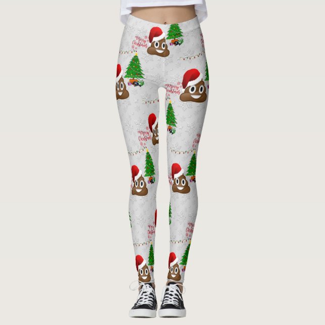 god jul poo emoji leggings (Framsida)