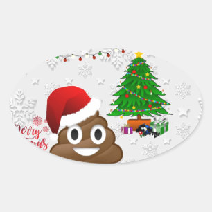 god jul poo emoji ovalt klistermärke