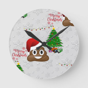 god jul poo emoji rund klocka
