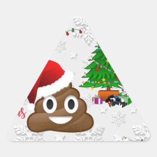 god jul poo emoji triangelformat klistermärke