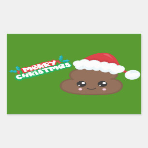 God jul Poop Emoji Stickers Rektangulärt Klistermärke