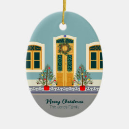 God jul - Portugisiskt festhus Julgransprydnad Keramik
