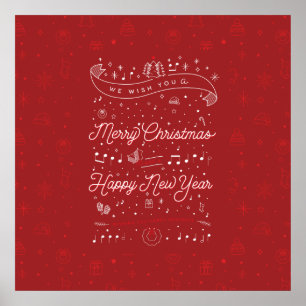 God jul Poster 24 x 24 / röd