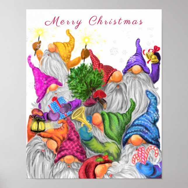 God jul Poster Lycklig Gnomes Party (Framsidan)