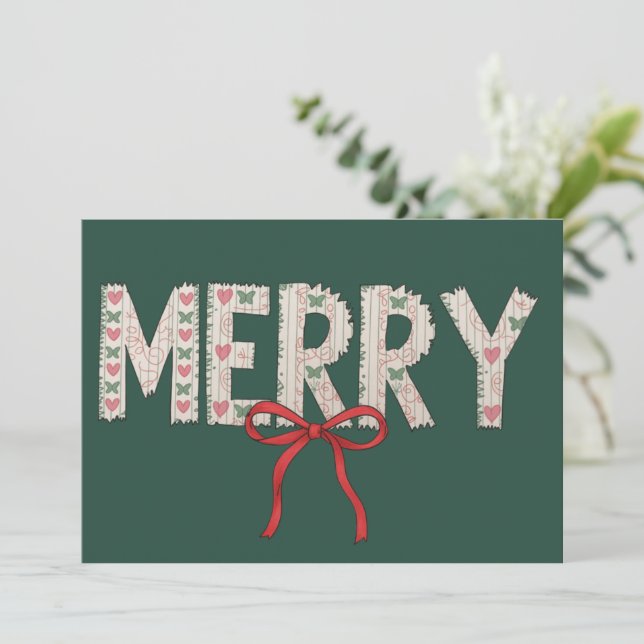 God Jul Preppy Bow Jul Holiday Coquette Vinter Julkort (Stående Fram)