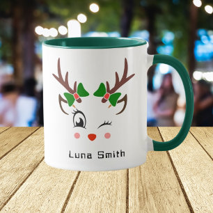 God Jul Present Söta Hjortansyner Grön Kaffe Mugg