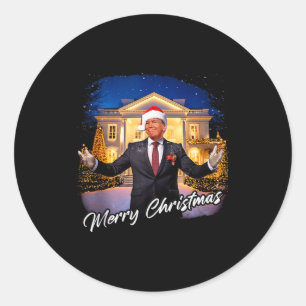 God Jul – President Trump Tomte Rolig Grafik Runt Klistermärke