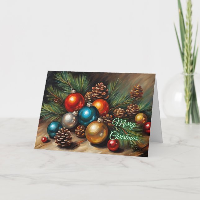 God jul-prydnadsföremål med Pinecones Helgkort (Framsida)