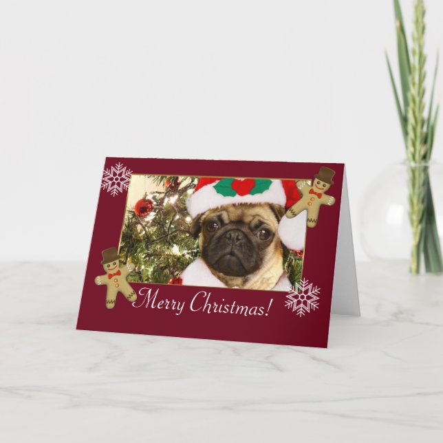 God jul puckel-hund helgkort (Framsida)