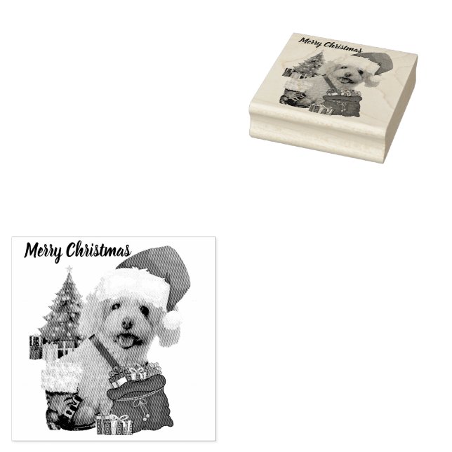 God Jul Pudel Gummistämpel Stämpel (Stämplad)