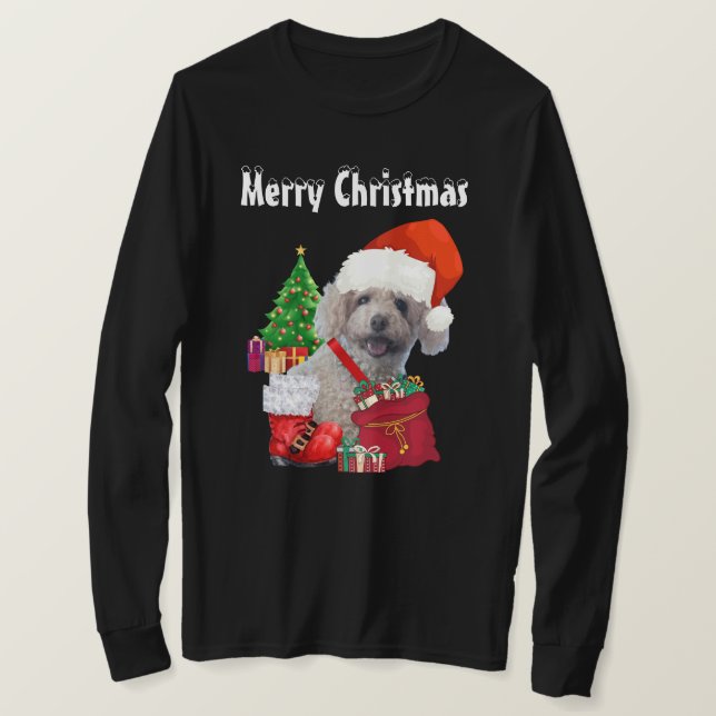 God jul Pudel Långärmad Tee (Design framsida)