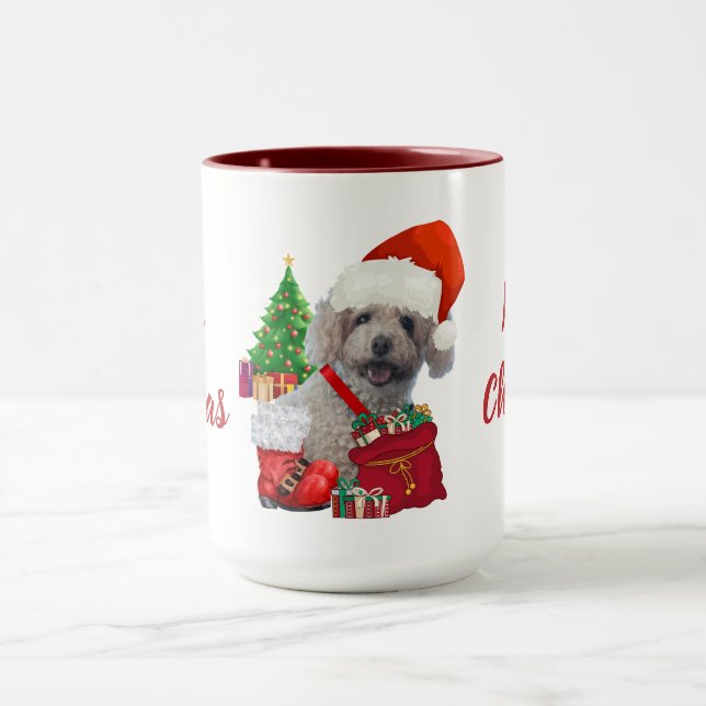 God jul Pudel Red & White Coffee Mugg (Center)