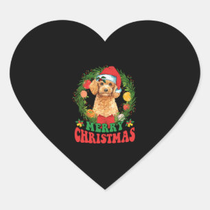God jul Pudel Santa Hat Hund älskare Ugly Sw Hjärtformat Klistermärke
