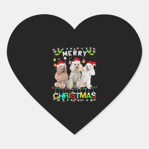 God jul Pudel Shirt Santa Hat Ljus Julafton Hjärtformat Klistermärke