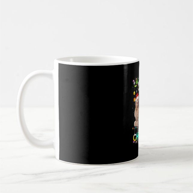 God jul Pudel Shirt Santa Hat Ljus Julafton Kaffemugg (Vänster)