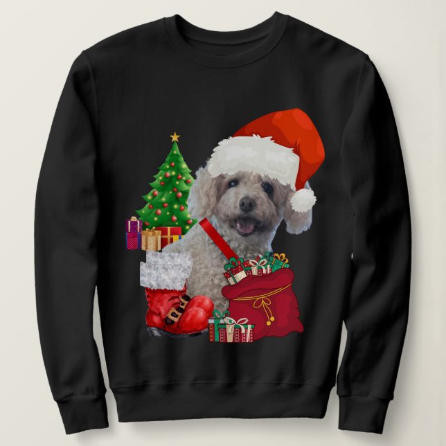 God jul Pudel Sweatshirt T Shirt (Design framsida)
