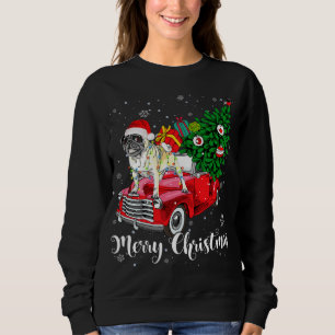 God jul Pug Älskare Santa Light Red Lastbil Xm T Shirt