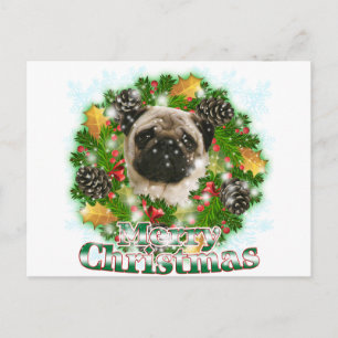 God jul Pug Helg Vykort